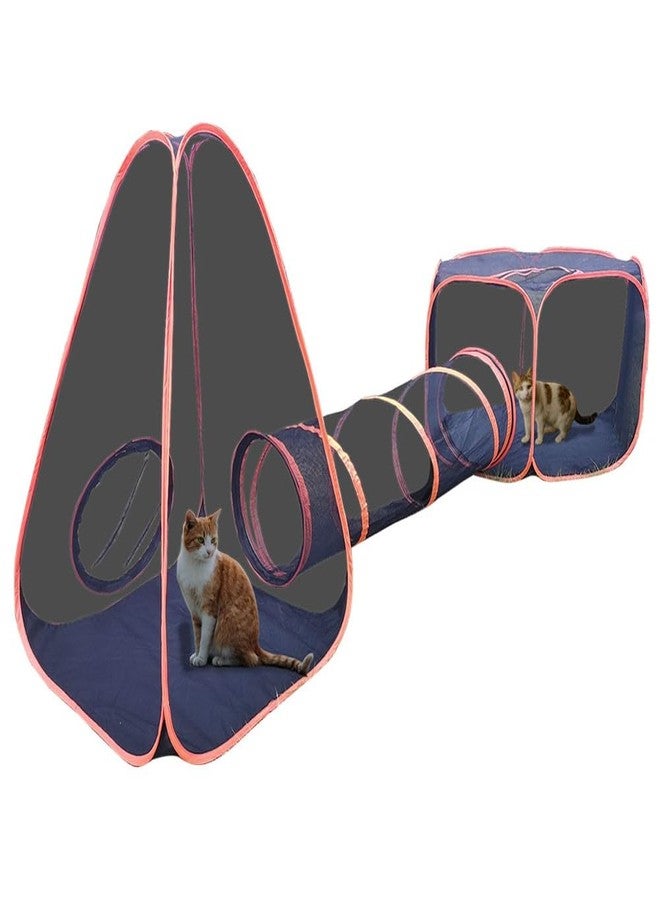 HI SUYI Portable Cat Small Animals Playpen DIY Outdoor Enclosures Freely Combinable 2in1 4in1 6in1 Pop Up Pet Play Tent Tunnel Cube House for Cat Puppy Rabbit (4in1 Tower Tent Tunnel) - Image 1